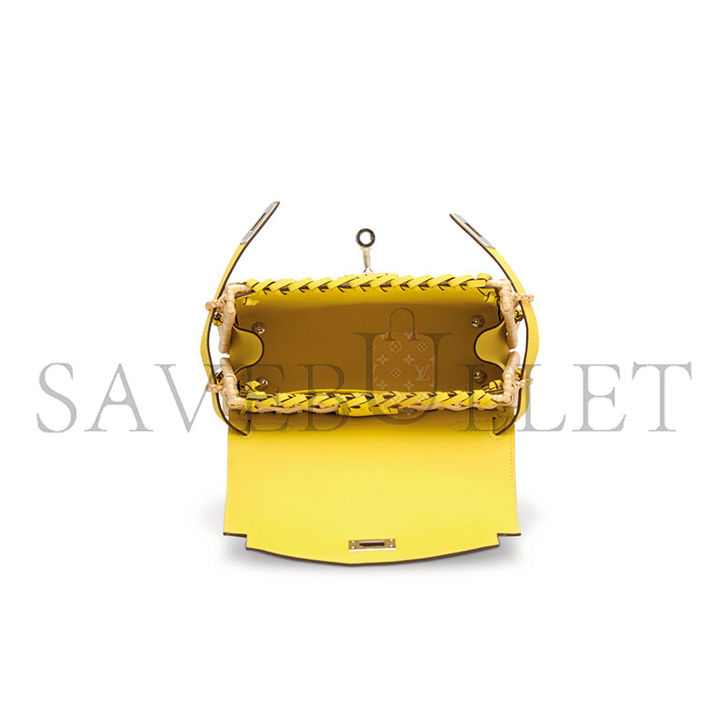HERMÈS MASTER JAUNE DE NAPLES SWIFT LEATHER & OSIER MINI PICNIC KELLY WITH PALLADIUM HARDWARE (20*14*8cm)